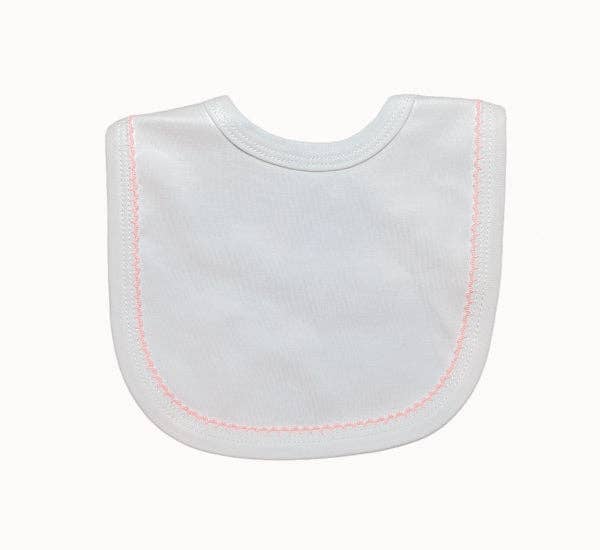 Picot Trim Bib - White w/ Pink
