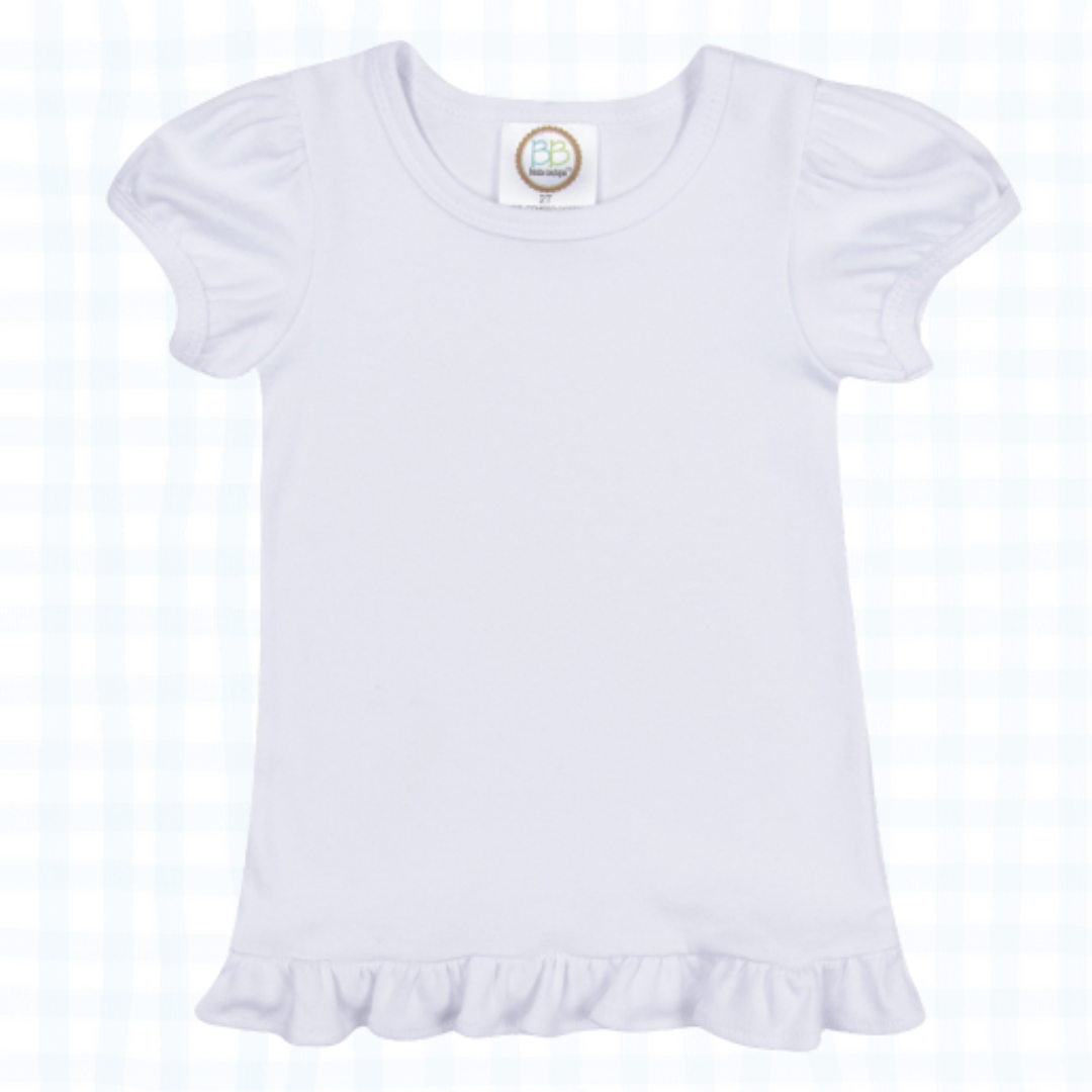 Girls Ruffle Sleeve Top - White
