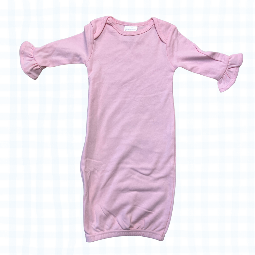 Newborn Gown - Pink Ruffle Sleeve