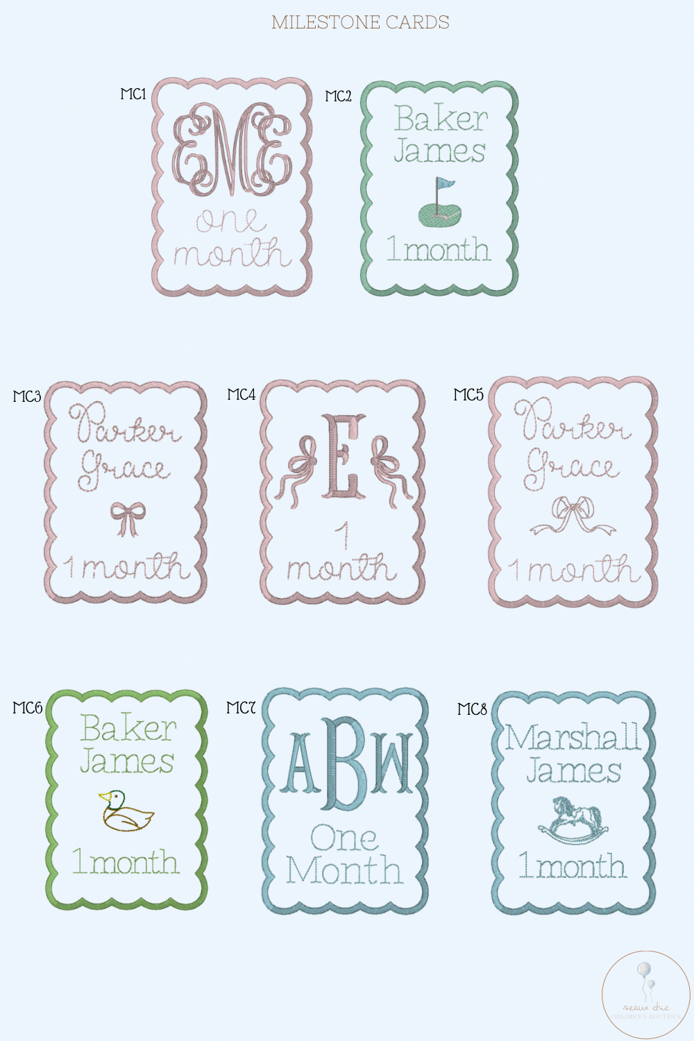 Embroidered Milestone Cards