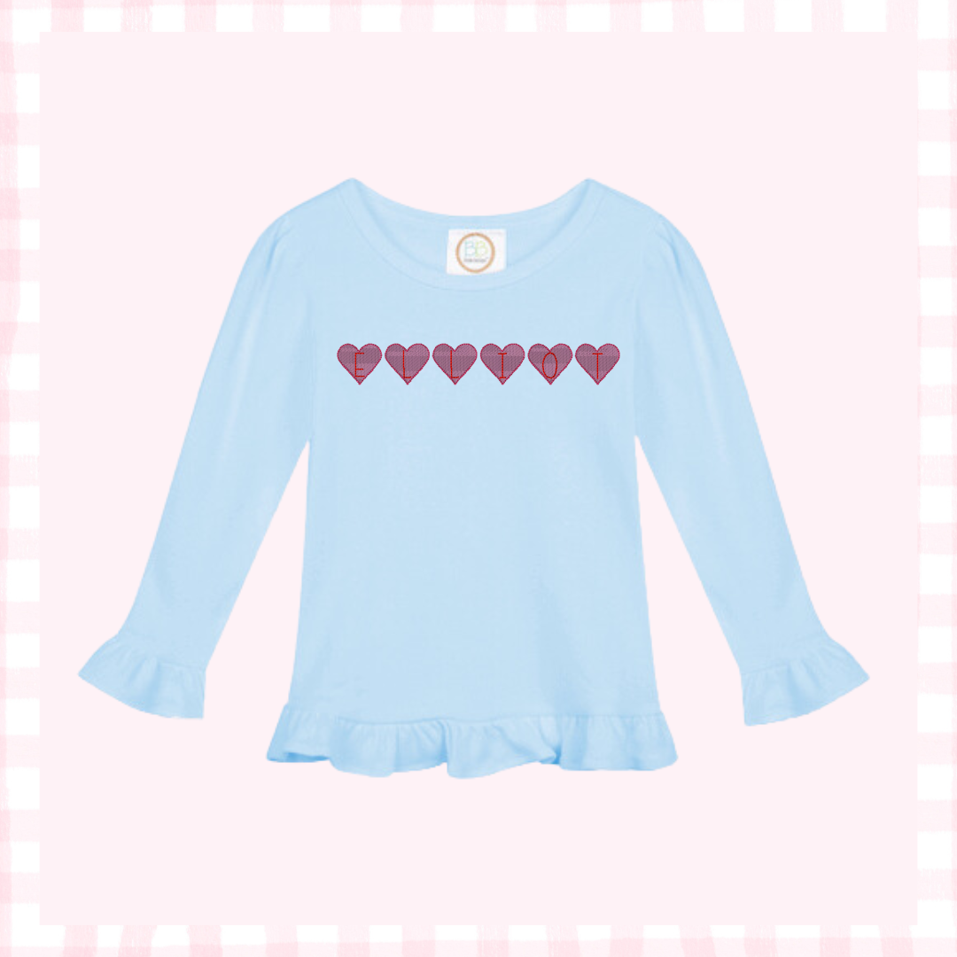 Long Sleeve Ruffle Top - Blue