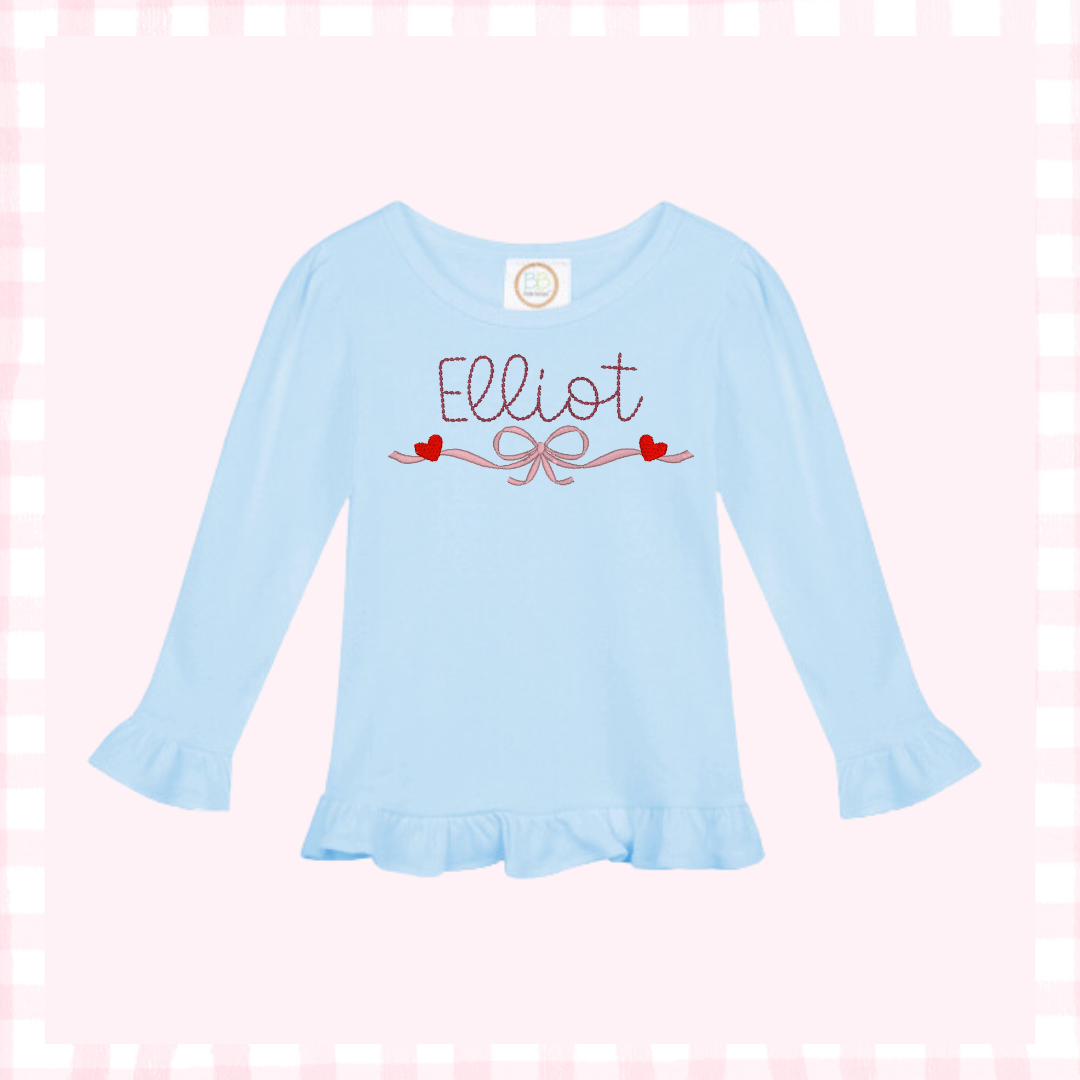 Long Sleeve Ruffle Top - Blue