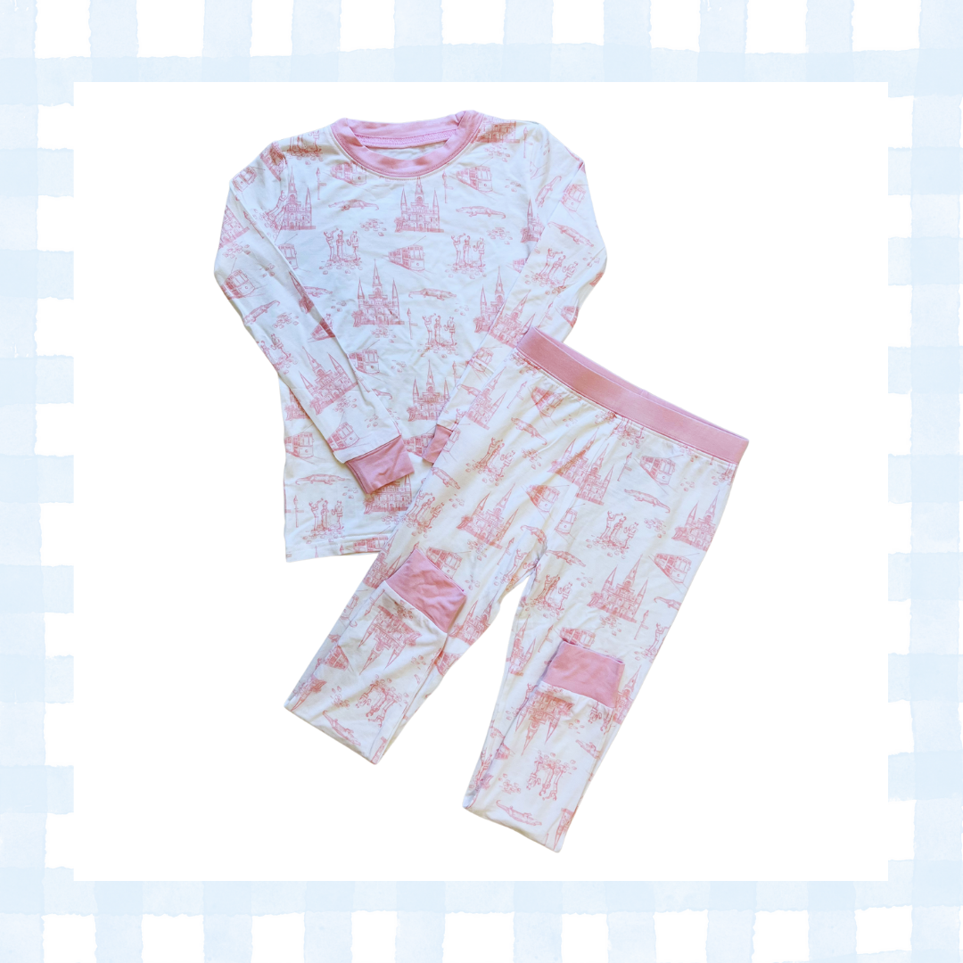 Pink Toile 2 Piece Bamboo Pajama Set