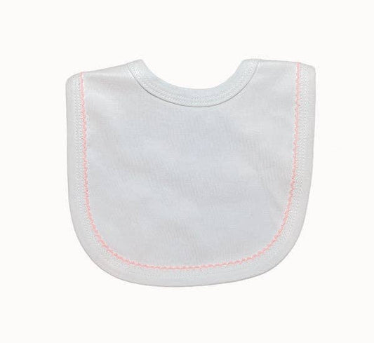 Picot Trim Bib - White w/ Pink