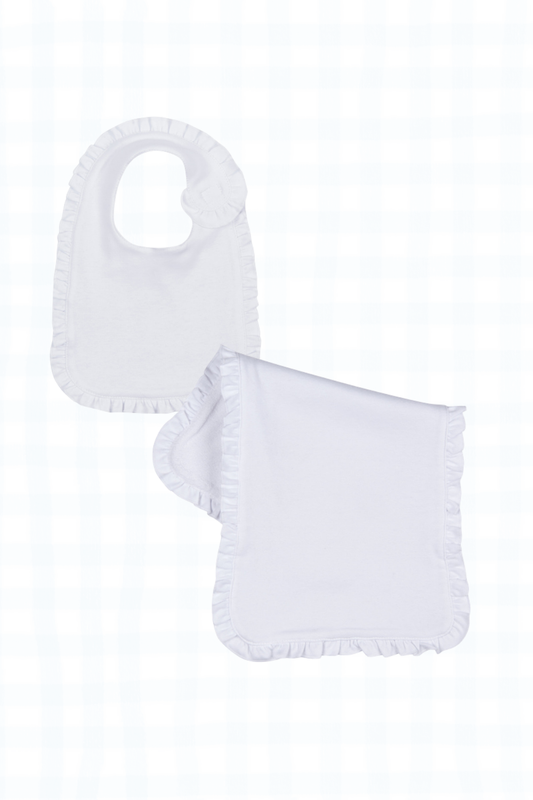 Ruffle Bib / Burp Cloth Set