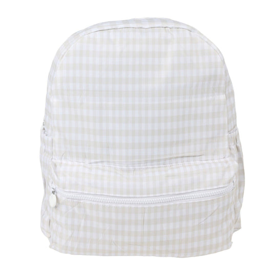 Nylon Backpack (Full Size): Khaki Gingham