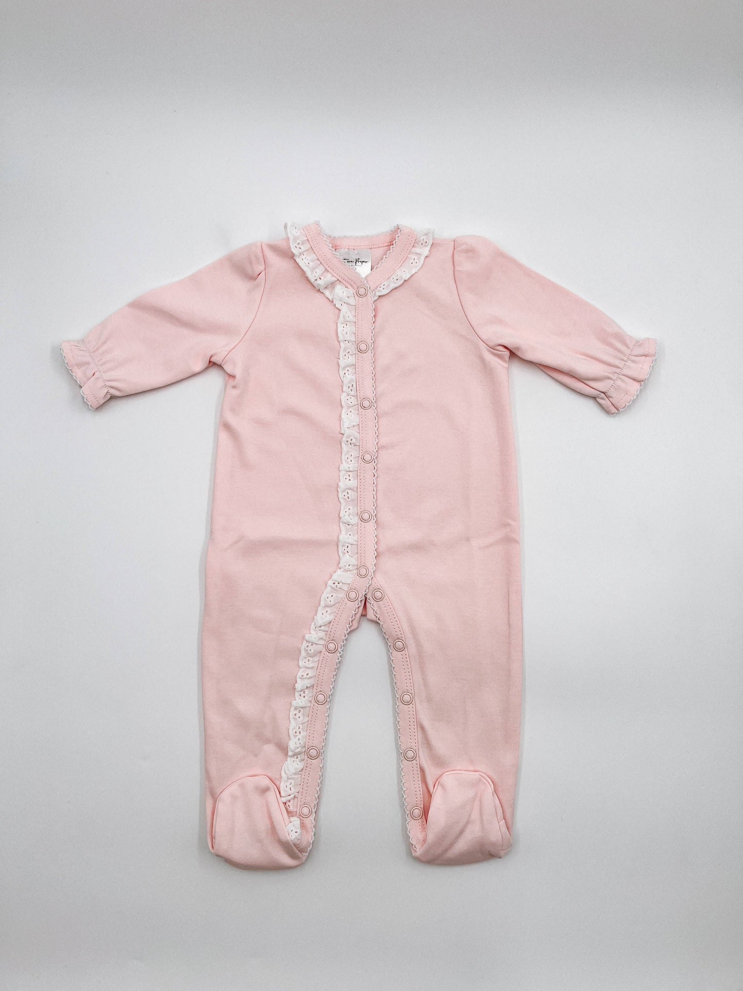 Footies - Lace trim: Pink