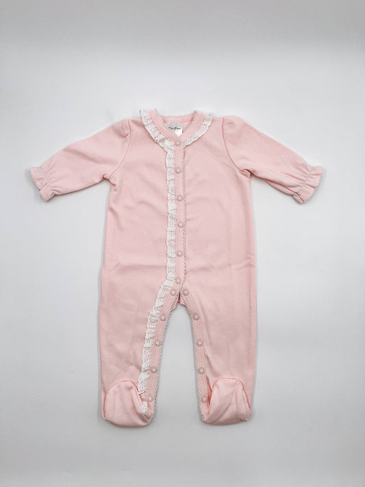 Footies - Lace trim: Pink