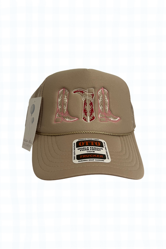 TRUCKER HAT - Pink/Red Boots