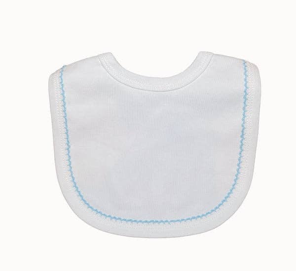 Picot Trim Bib - White w/ Blue
