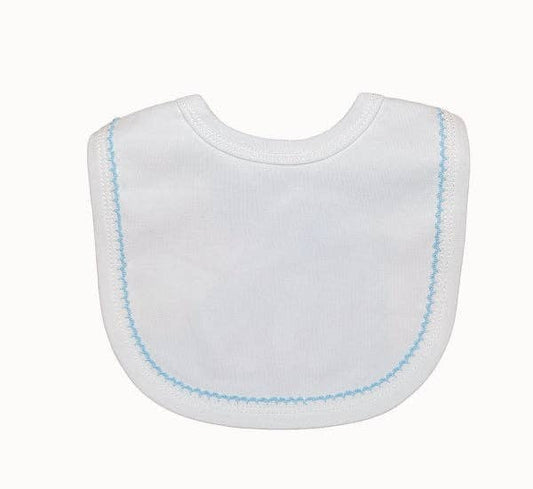 Picot Trim Bib - White w/ Blue