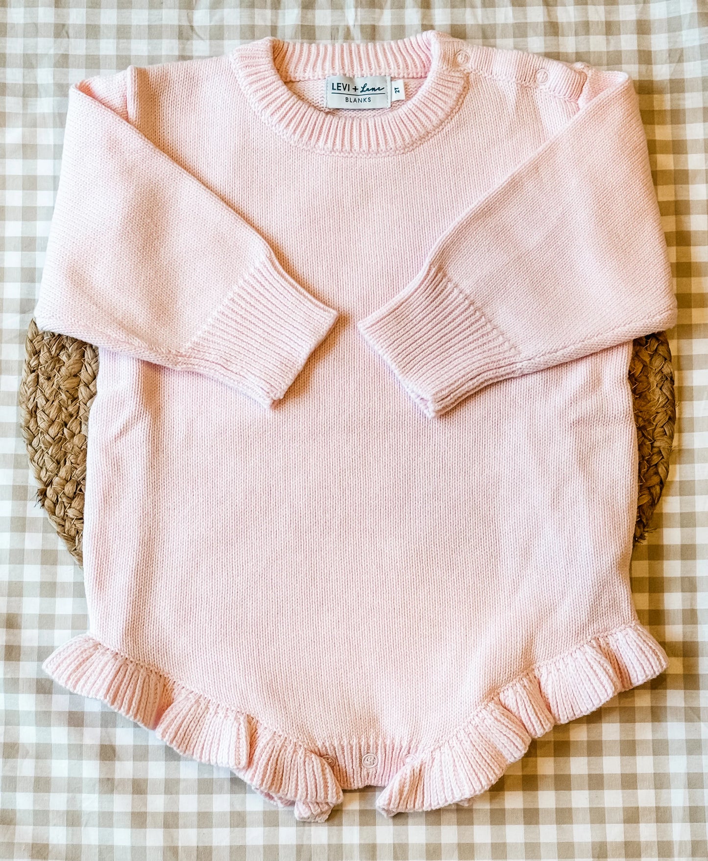 Ruffle Knit Sweater Onesie - Pink