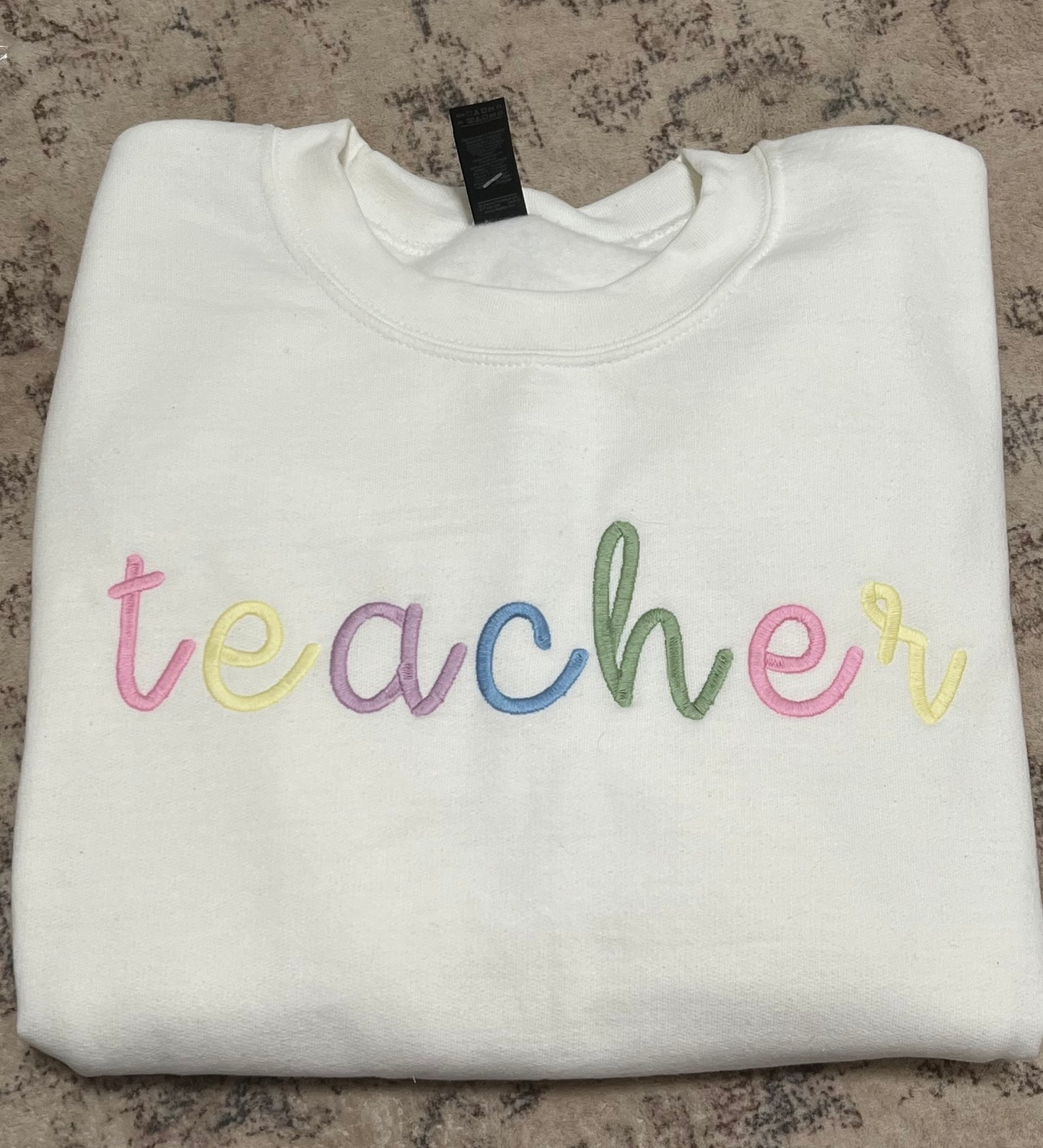 ADULT Multi Color Teacher Crewneck