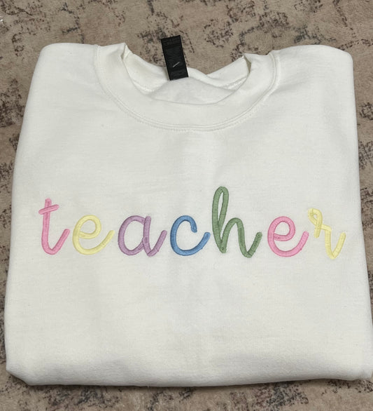 ADULT Multi Color Teacher Crewneck