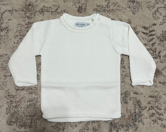 WHITE Roll Neck Sweater