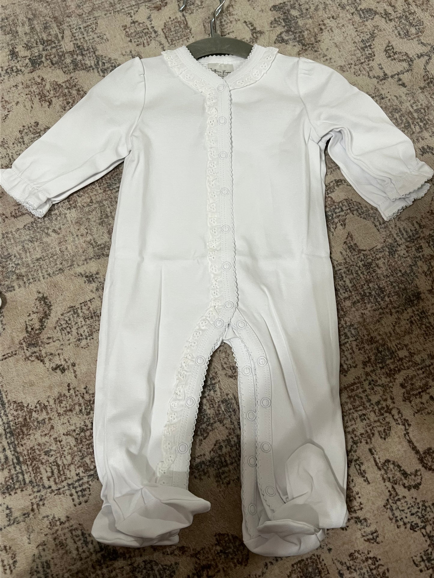 Footies - Lace trim: White