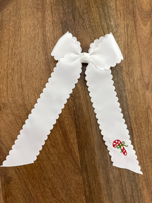 Candy Cane Scallop Bow