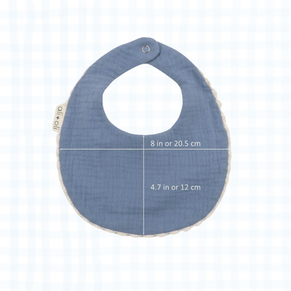 Muslin Cotton Reversable Baby Bib (Blue/Flowers)
