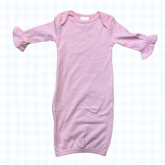 Newborn Gown - Pink Ruffle Sleeve