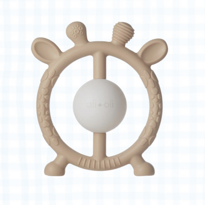 Giraffe Teether & Rattle Food-Grade Silicone Toy (Taupe)