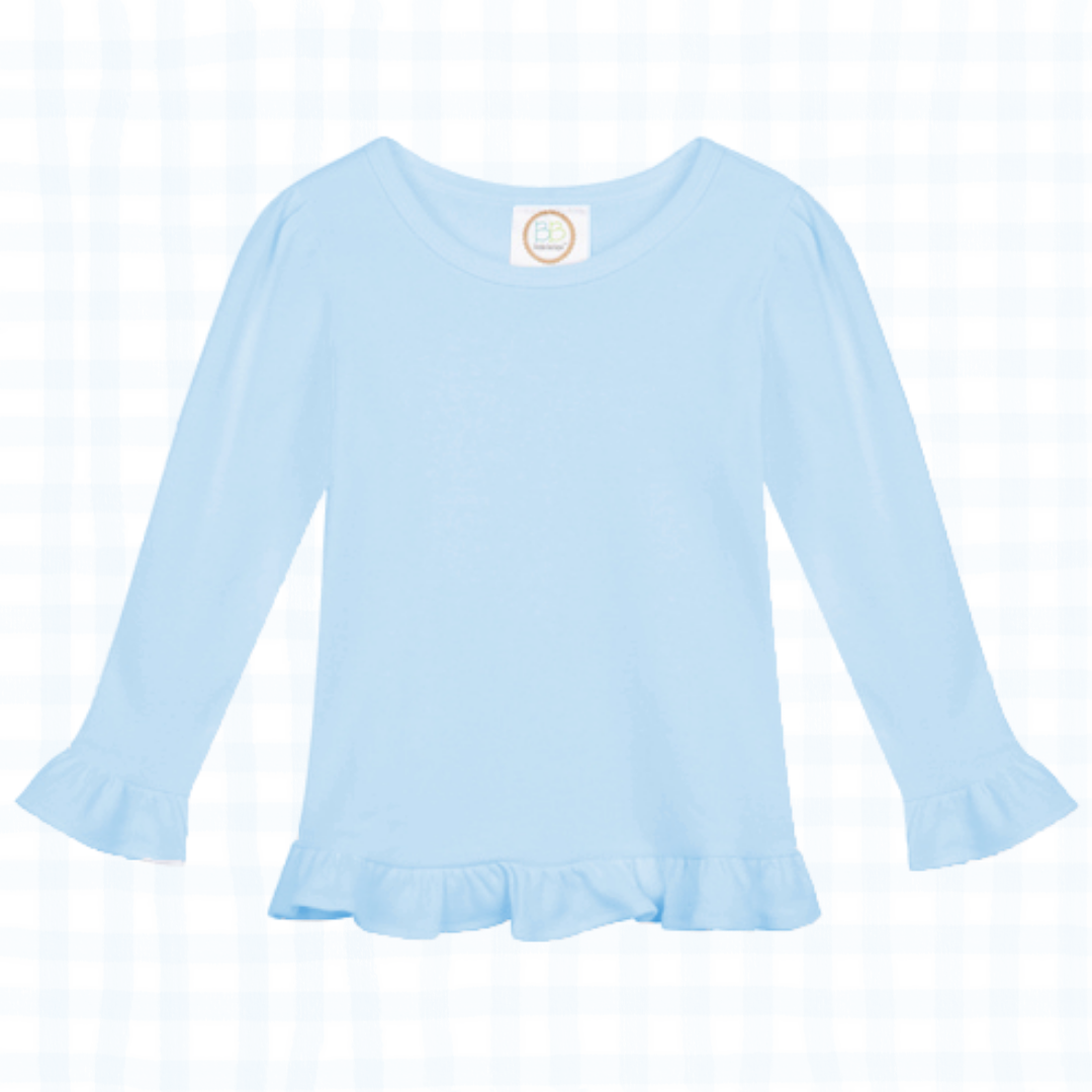 Long Sleeve Ruffle Top - Blue