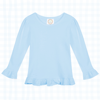 Long Sleeve Ruffle Top - Blue