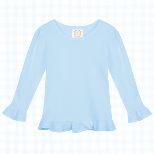 Long Sleeve Ruffle Top - Blue