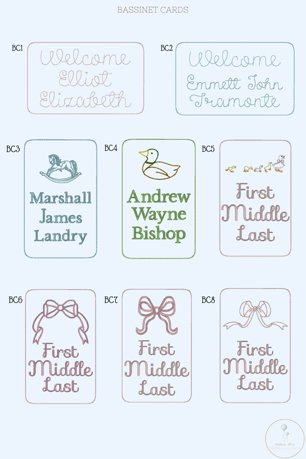 Bassinet Name Announcement Card