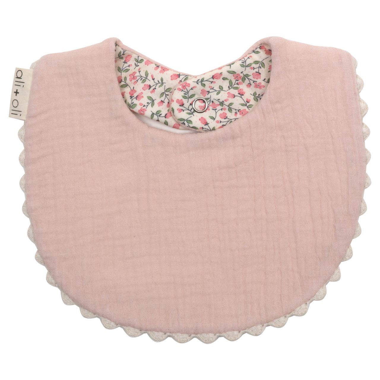 Muslin Cotton Baby Bib Double Sided (Pink/Flowers)