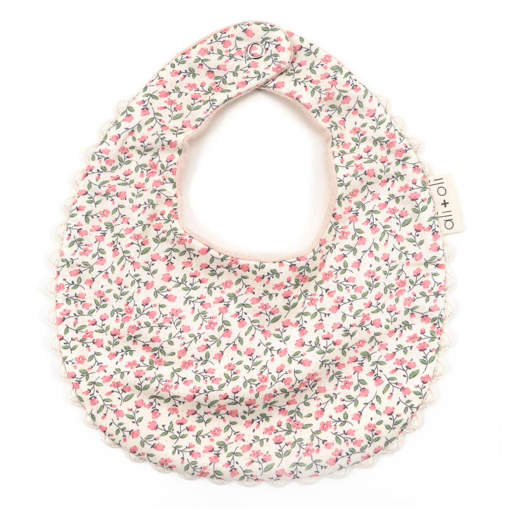 Muslin Cotton Baby Bib Double Sided (Pink/Flowers)