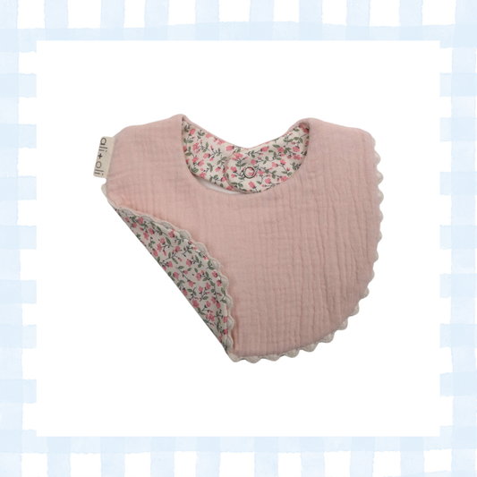 Muslin Cotton Baby Bib Double Sided (Pink/Flowers)