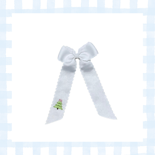 White Scallop Mini Christmas Tree Bow