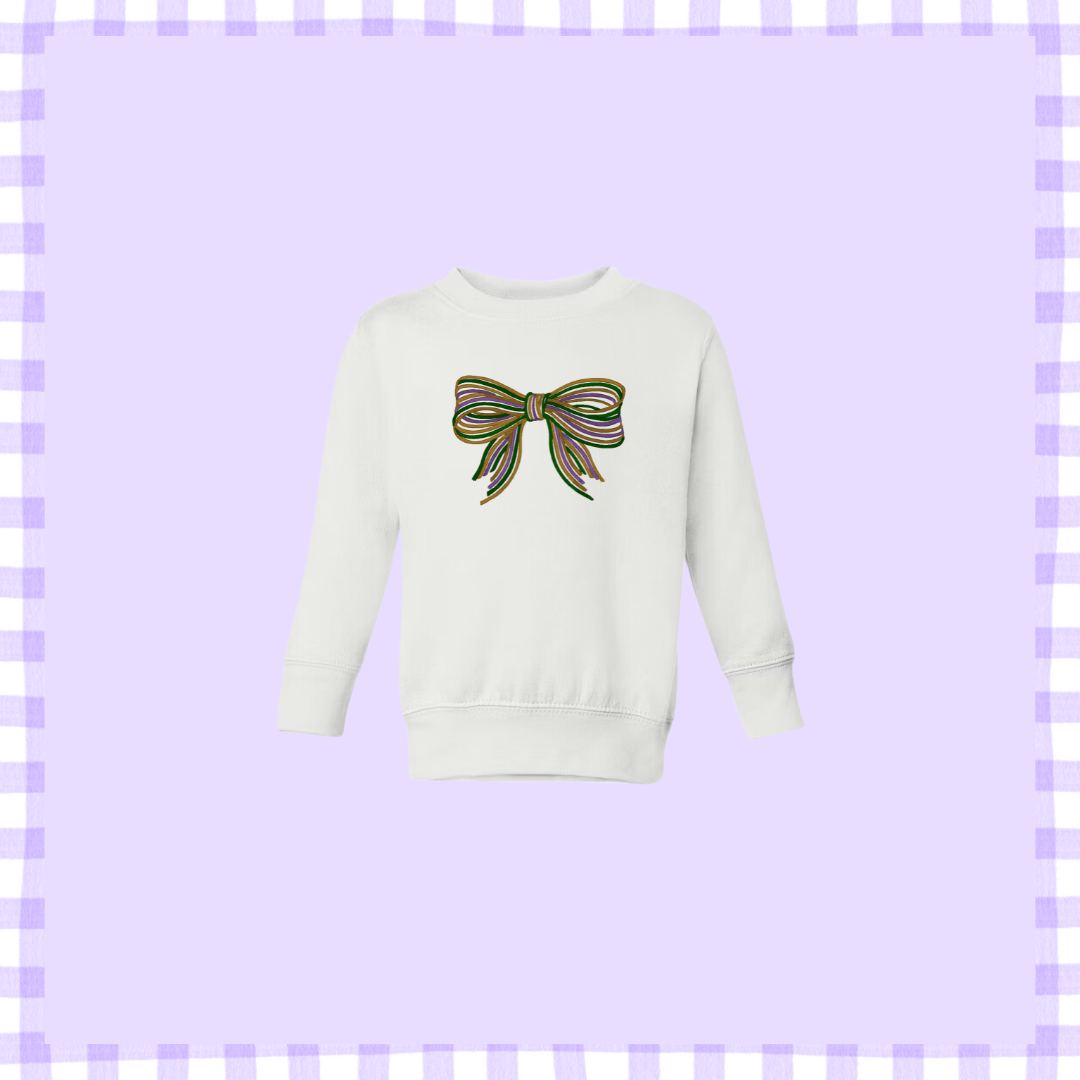 Kids Mardi Gras Bow Crewneck