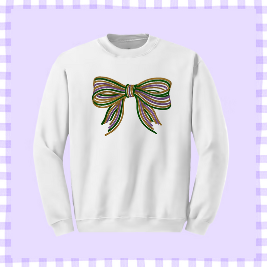 Adult Mardi Gras Bow Crewneck