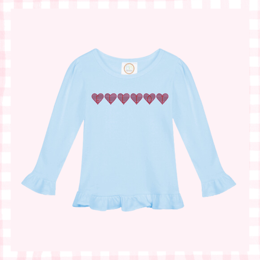 Girls Valentines Ruffle Sleeve Top