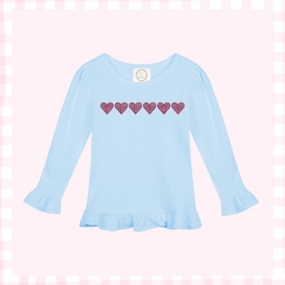 Long Sleeve Ruffle Top - Blue