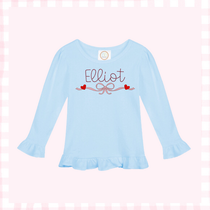 Long Sleeve Ruffle Top - Blue